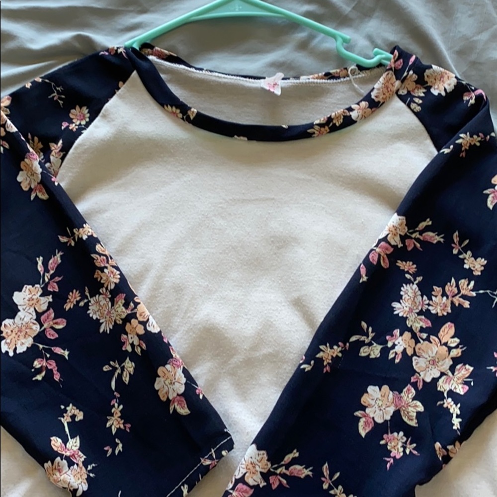 White Top w/ Floral Sleeves